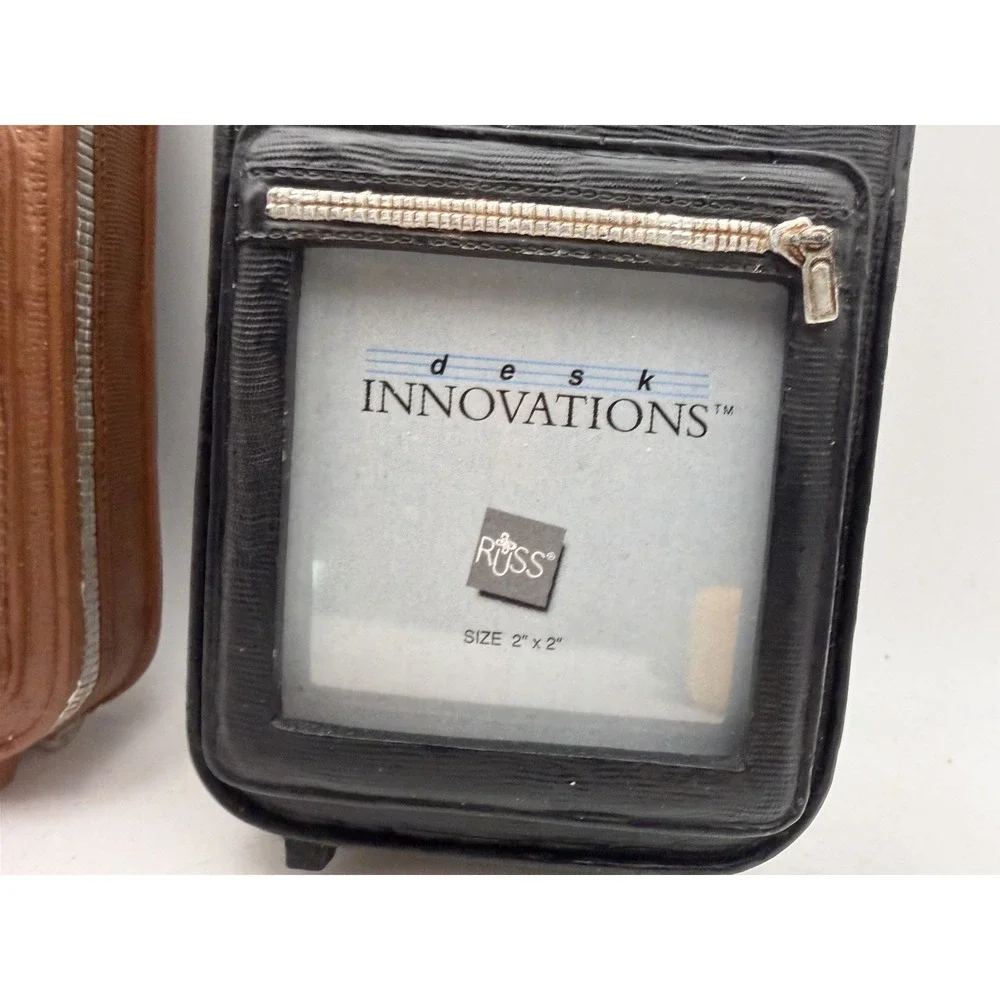 Lot of 2 Russ Desk Innovations Mini Rolling Suitcase 2x2 Photo Frames Luggage
